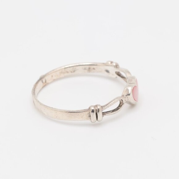 Sterling Silver Pink MOP Heart Ring - Picture 3 of 8